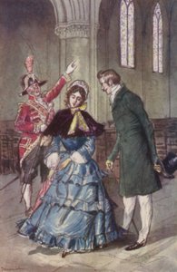 De koster riep hem na, "Monsieur? De torenspits! De torenspits!" door Pierre Georges Jeanniot